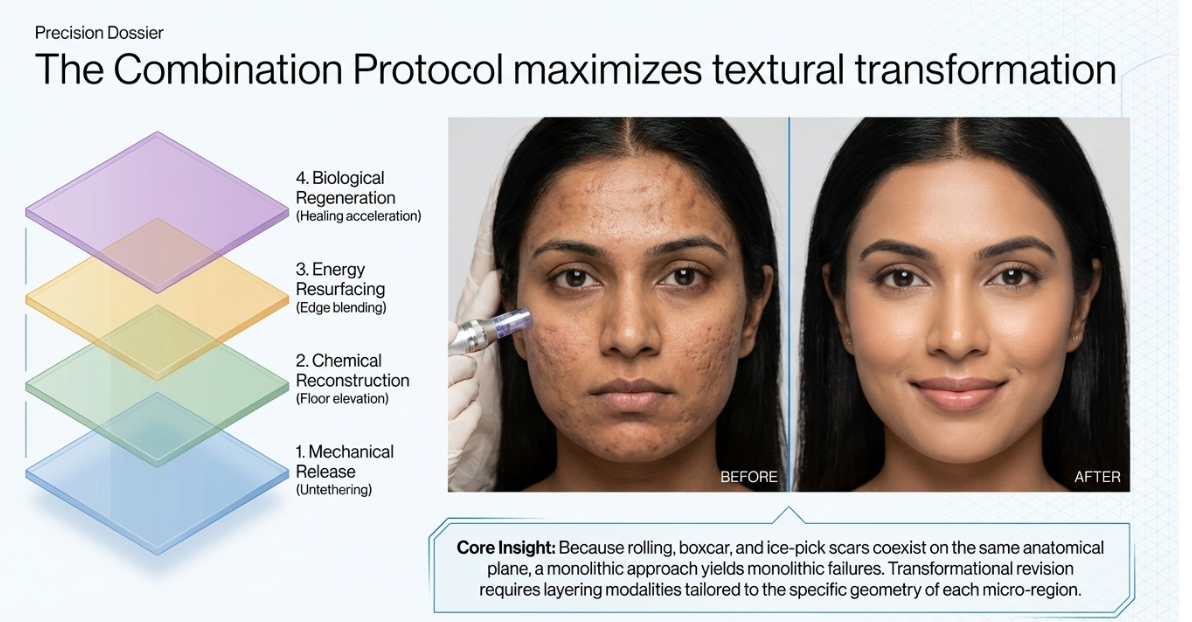 Combination acne scar therapy