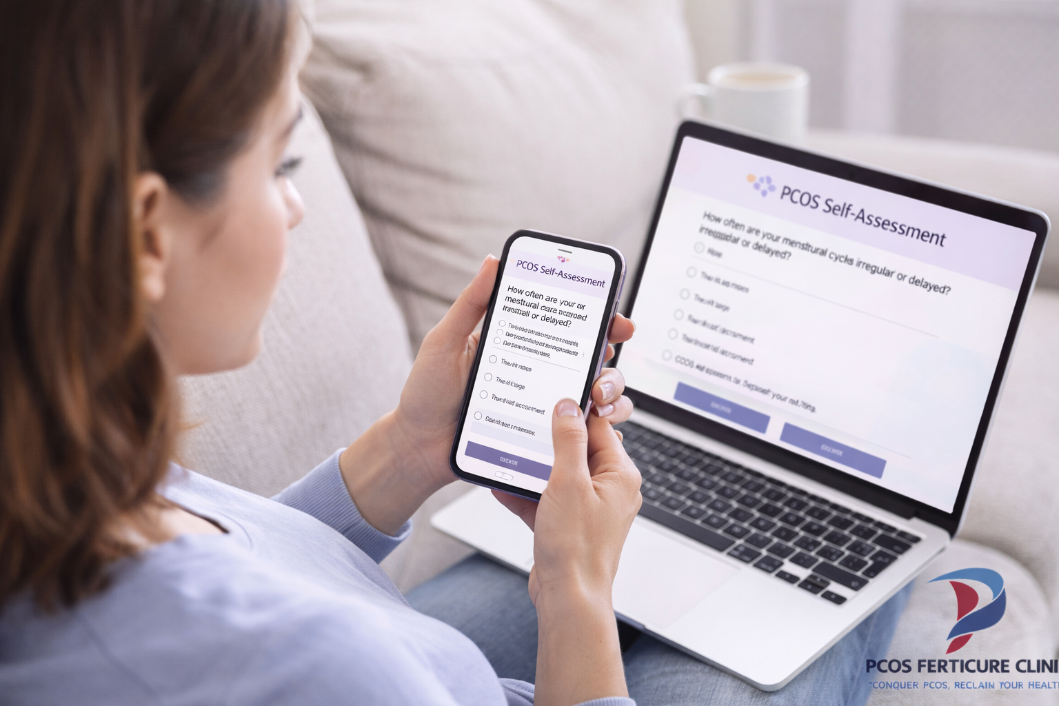 Interactive PCOS self assessment lifestyle evaluation tool for women experiencing hormonal 
            imbalance symptoms