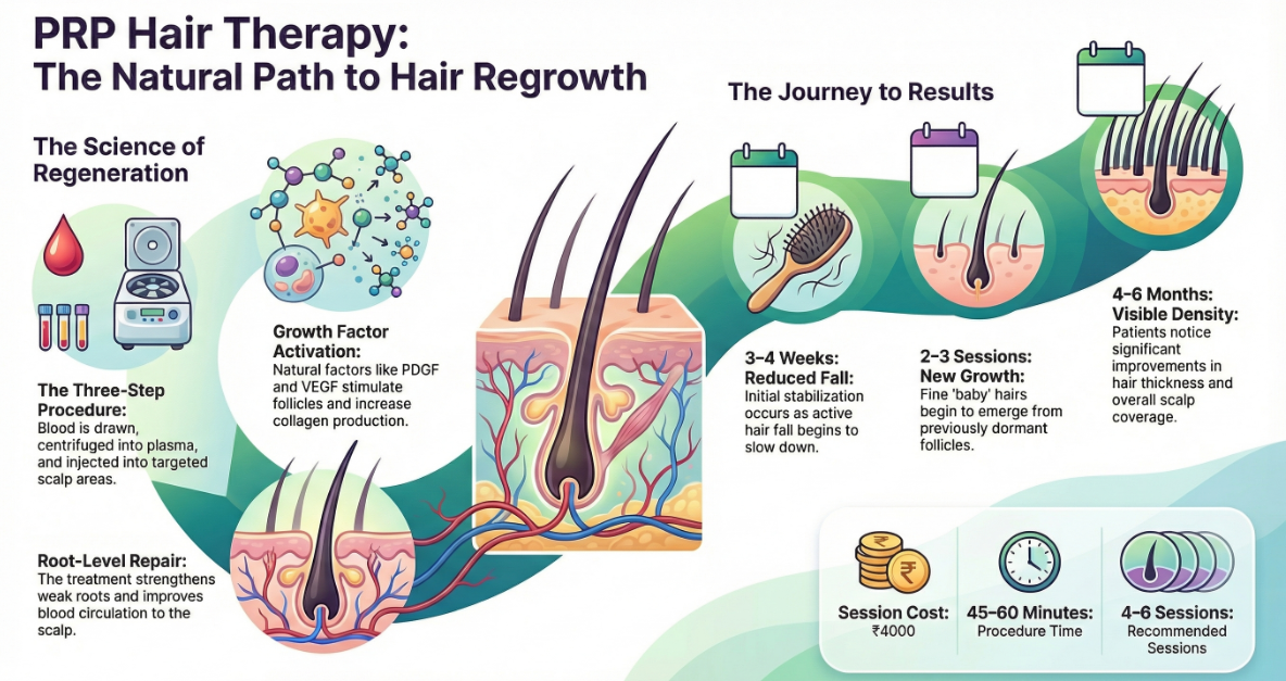 PRP hair treatment in Delhi showing platelet rich plasma injection into scalp at PCOS Ferticure Clinic