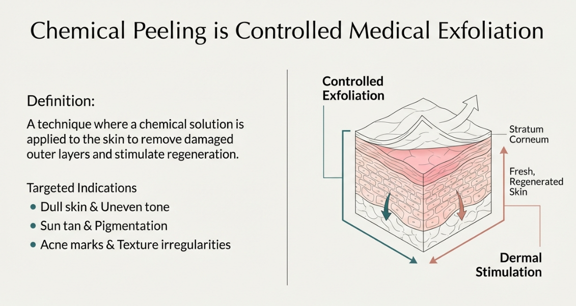 Chemical peeling procedure in Delhi showing controlled exfoliation process